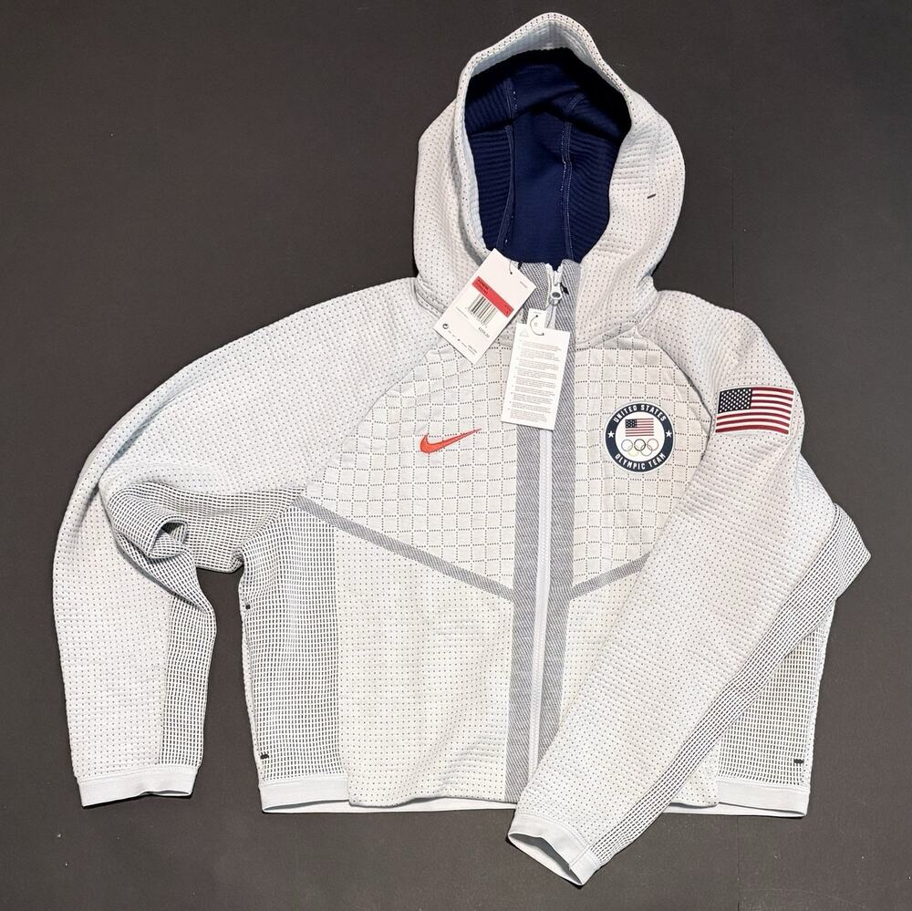Nike Womens Olympic Team USA Tech Fleece Zip Hoodie Jacket Sz L CT2582-043 NWT